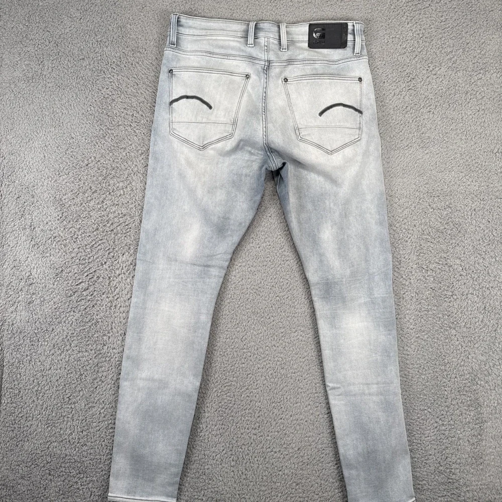 G-Star Raw‎ Revend Skinny Jeans Mens 33x32 (33x31) Blue Light Wash Bleach Grunge